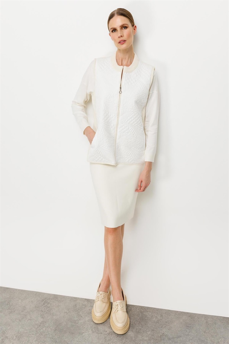 Mutlu Ertan Kadın Kapitone Triko Yelek Ekru 20067