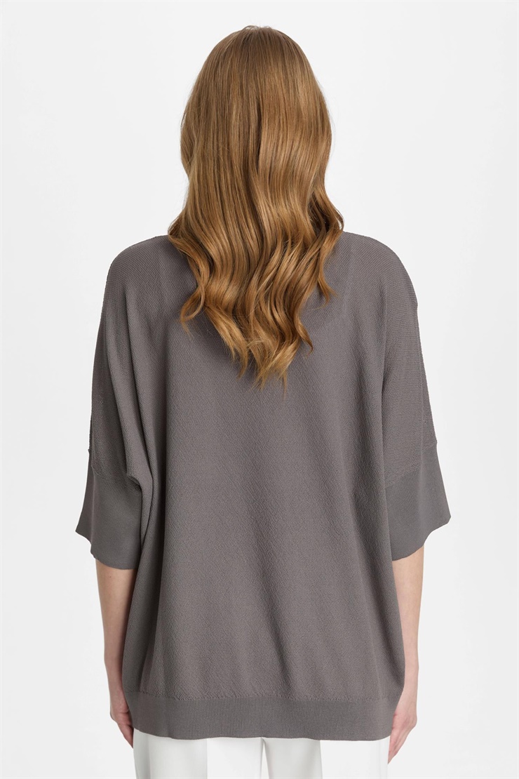 Mutlu Ertan Kadın Kapri Kol Triko Bluz Füme 20315