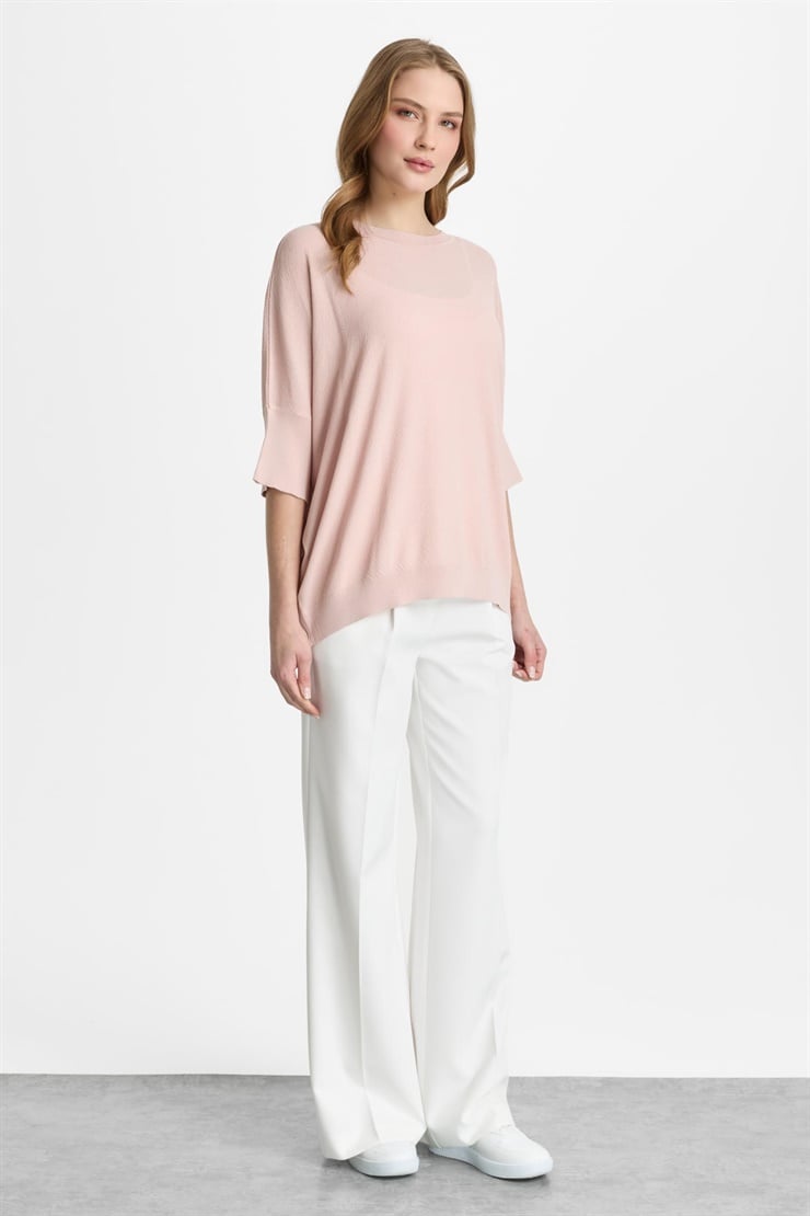 Mutlu Ertan Kadın Kapri Kol Triko Bluz Gül 20315