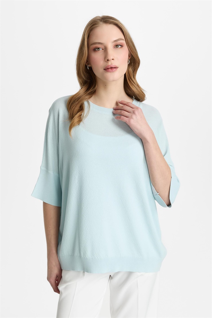 Mutlu Ertan Kadın Kapri Kol Triko Bluz Mint 20315
