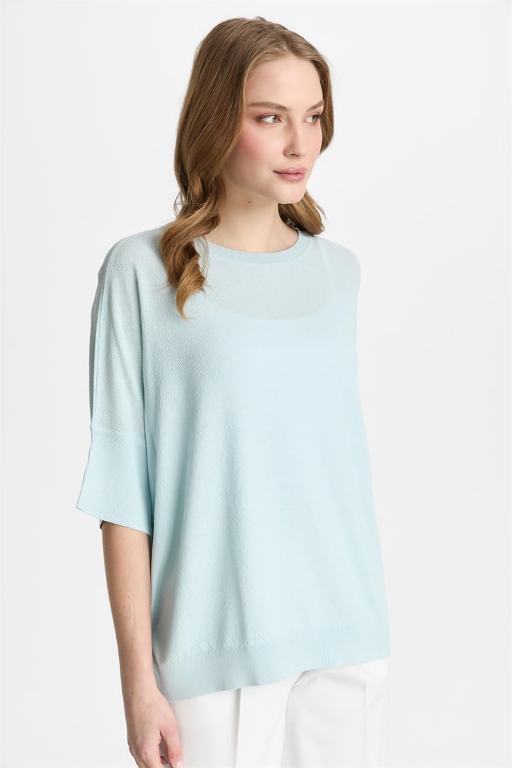 Mutlu Ertan Kadın Kapri Kol Triko Bluz Mint 20315