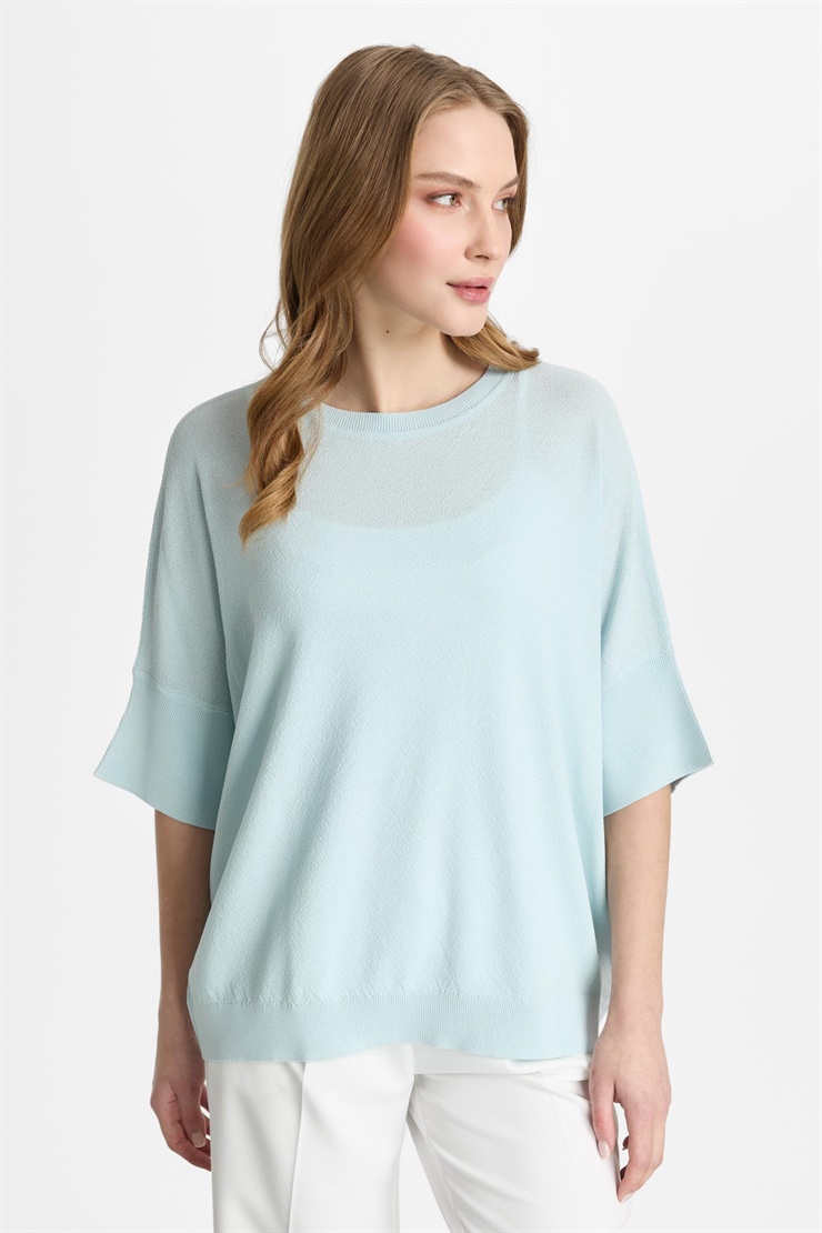 Mutlu Ertan Kadın Kapri Kol Triko Bluz Mint 20315