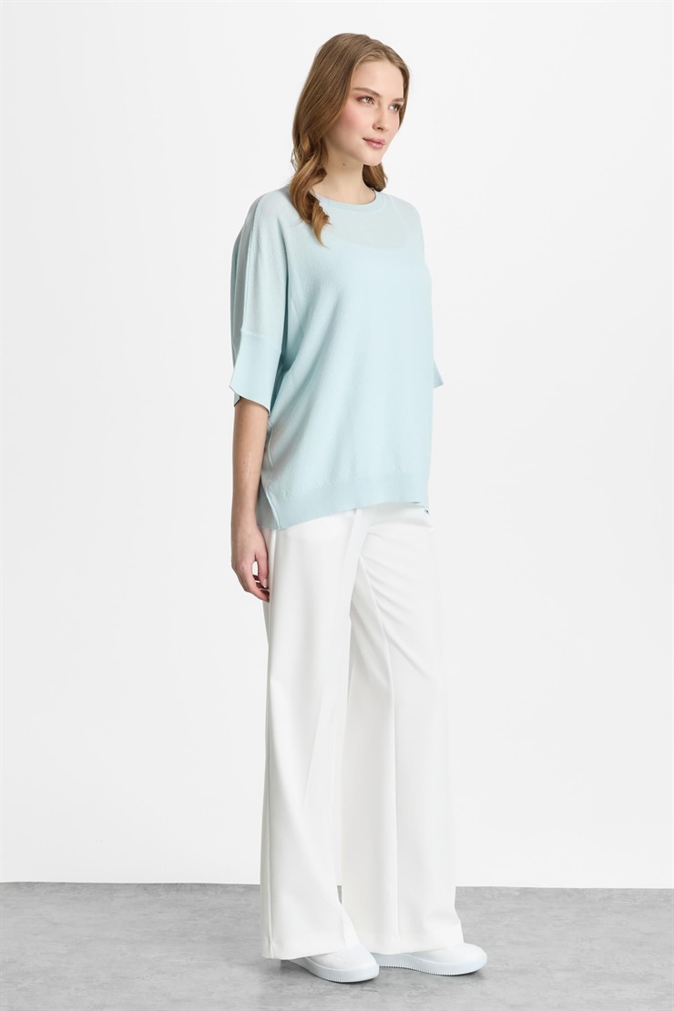 Mutlu Ertan Kadın Kapri Kol Triko Bluz Mint 20315