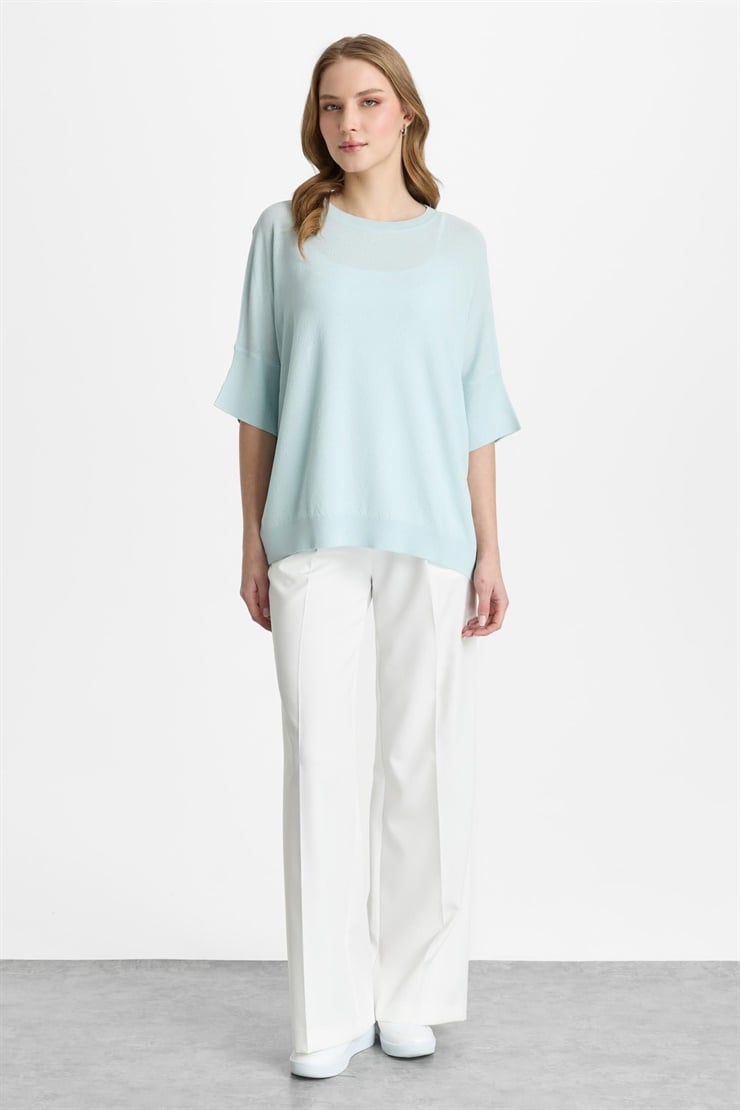 Mutlu Ertan Kadın Kapri Kol Triko Bluz Mint 20315