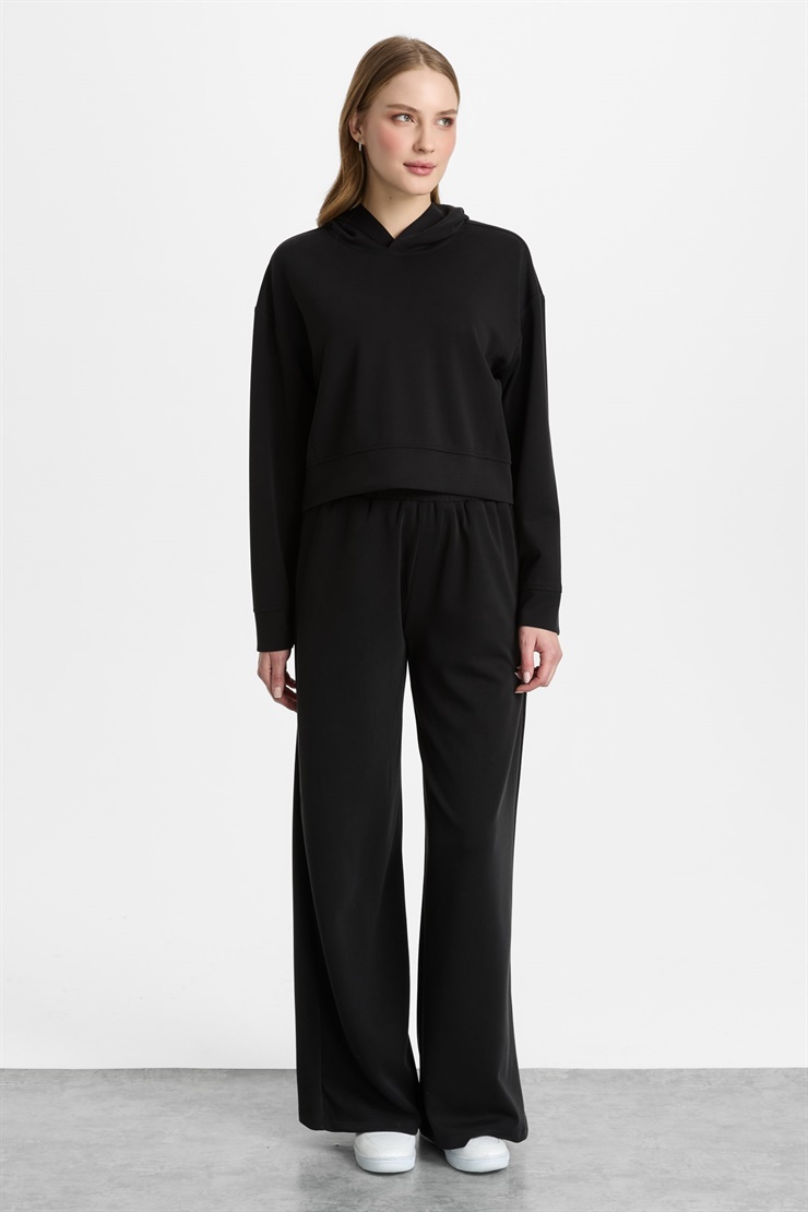 Mutlu Ertan Kadın Kapüşonlu Sweatshirt Siyah 30479