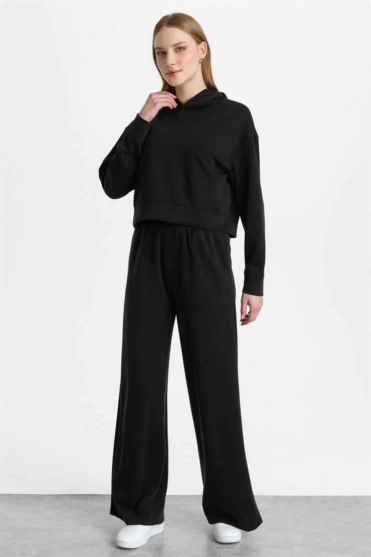 Mutlu Ertan Kadın Kapüşonlu Sweatshirt Siyah 30479