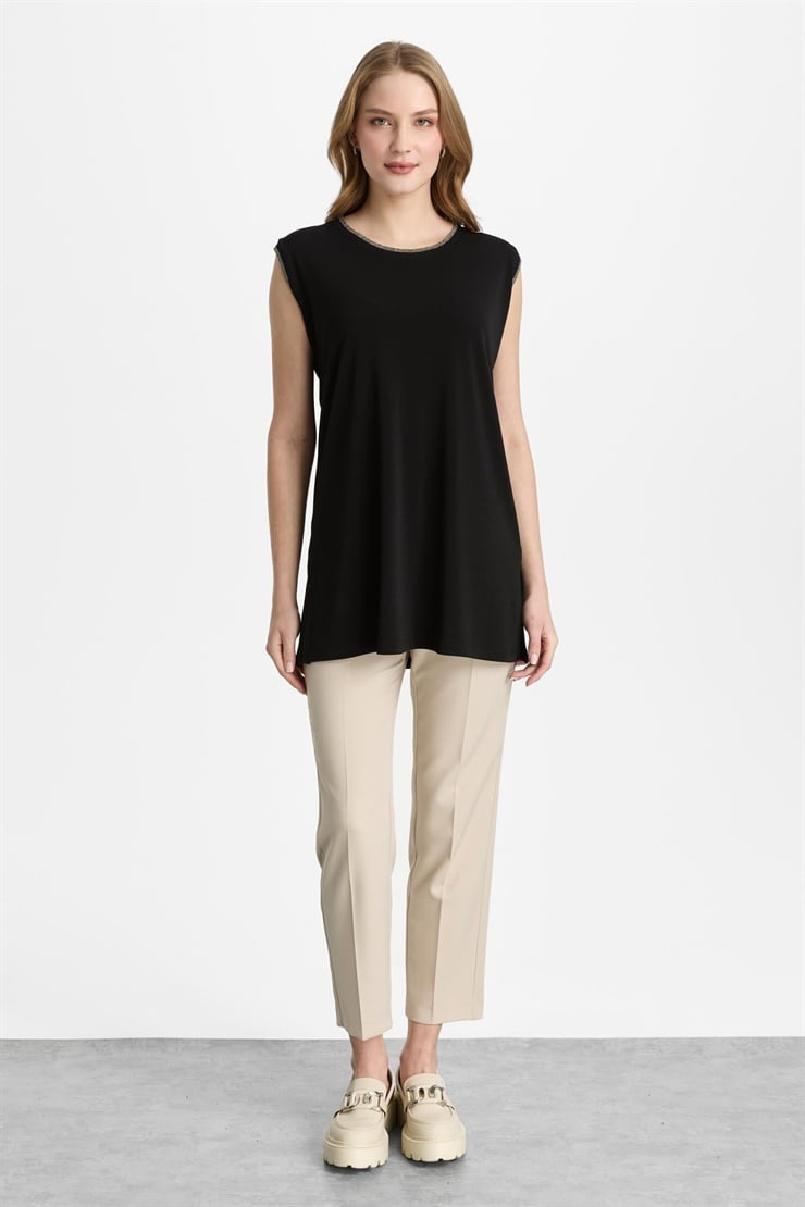 Mutlu Ertan Kadın Ribanalı Atlet Siyah-Gold 30449