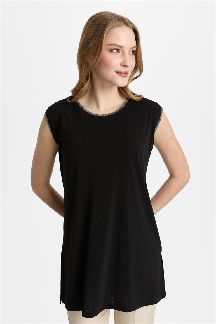 Mutlu Ertan Kadın Ribanalı Atlet Siyah-Gold 30449