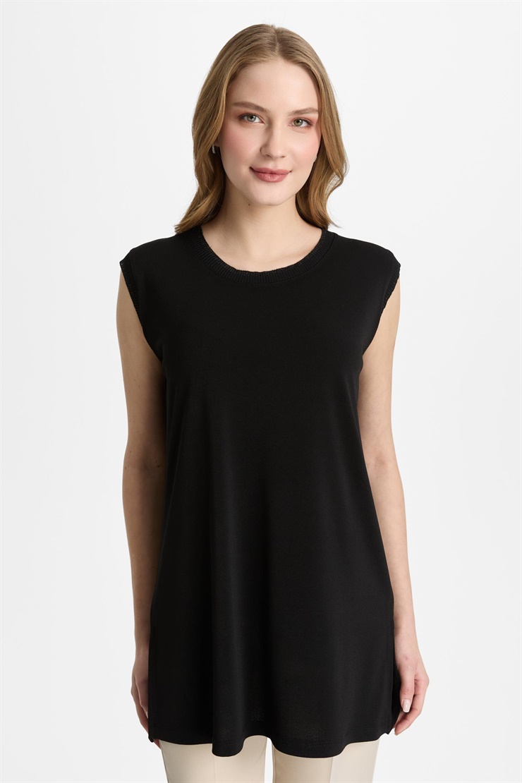 Mutlu Ertan Kadın Ribanalı Atlet Siyah-Siyah 30449