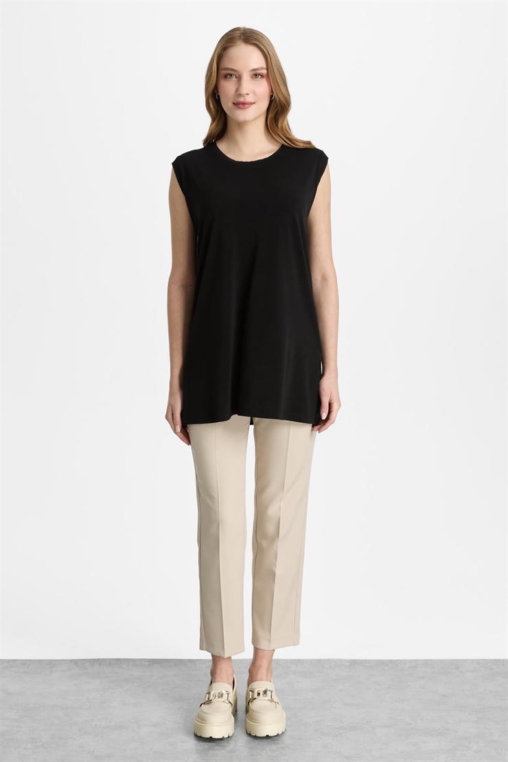 Mutlu Ertan Kadın Ribanalı Atlet Siyah-Siyah 30449