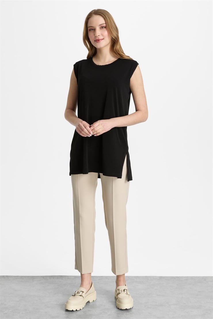 Mutlu Ertan Kadın Ribanalı Atlet Siyah-Siyah 30449