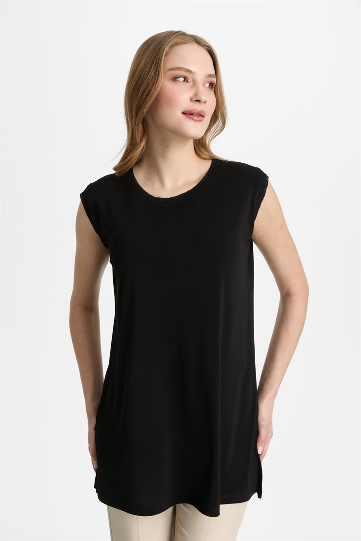 Mutlu Ertan Kadın Ribanalı Atlet Siyah-Siyah 30449