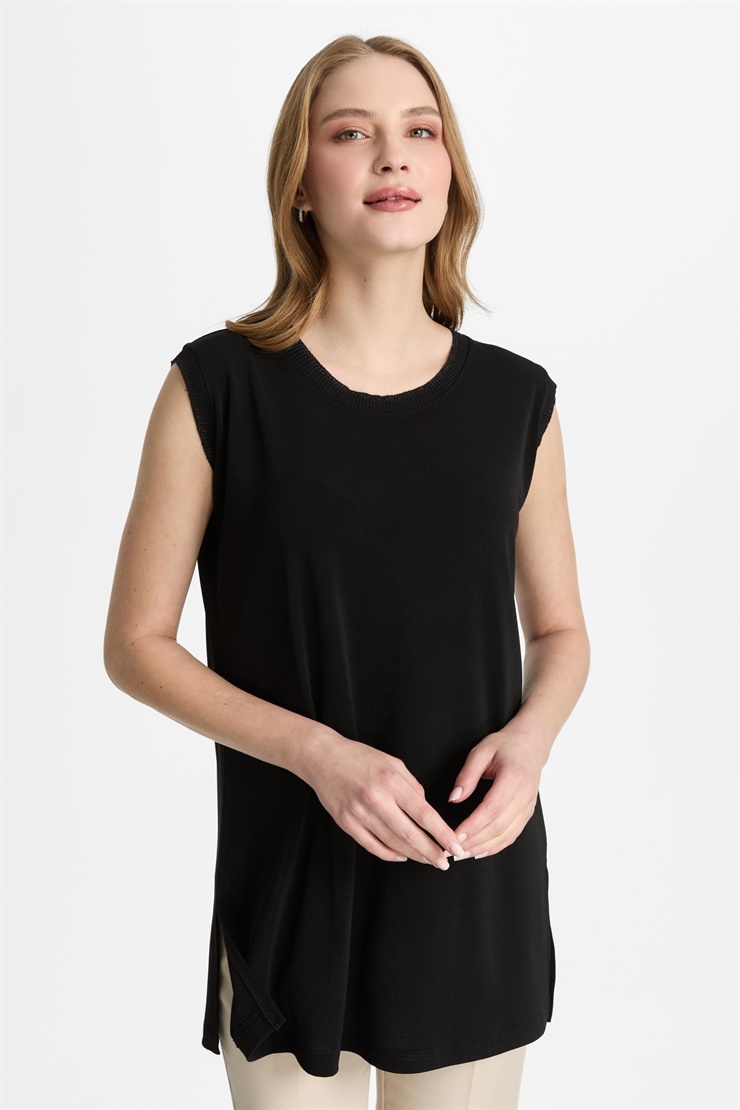 Mutlu Ertan Kadın Ribanalı Atlet Siyah-Siyah 30449