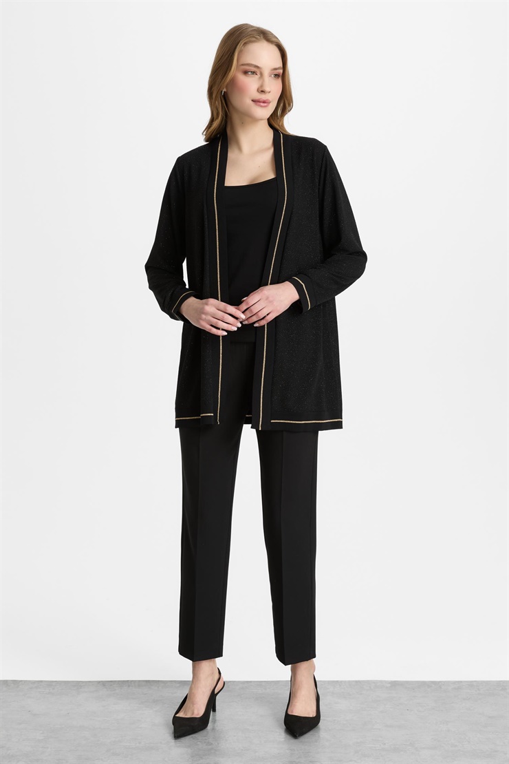 Mutlu Ertan Kadın Ribanalı Simli Hırka Siyah 30355