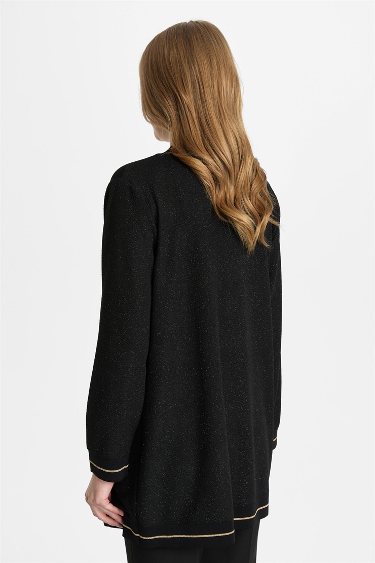 Mutlu Ertan Kadın Ribanalı Simli Hırka Siyah 30355