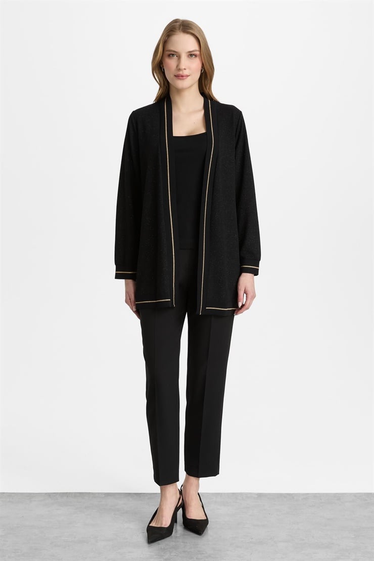 Mutlu Ertan Kadın Ribanalı Simli Hırka Siyah 30355