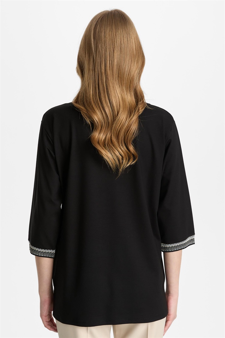 Mutlu Ertan Kadın Ribanalı V Yaka Bluz Siyah 30459
