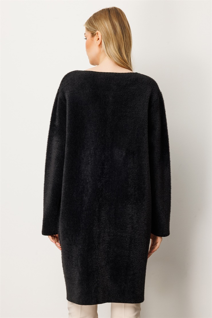 Mutlu Ertan Kadın Sakal Triko Hırka Siyah 20261