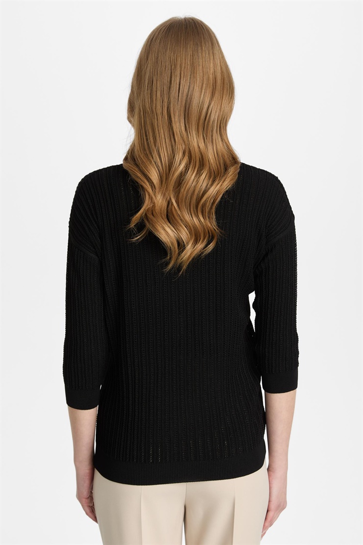 Mutlu Ertan Kadın Sıfır Yaka Triko Bluz Siyah 20313