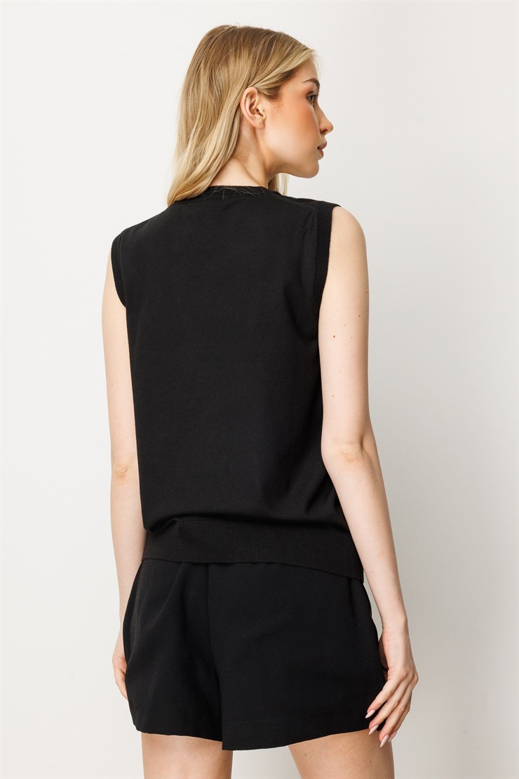 Mutlu Ertan Kadın Sıfır Yaka Triko Bluz Siyah 20252