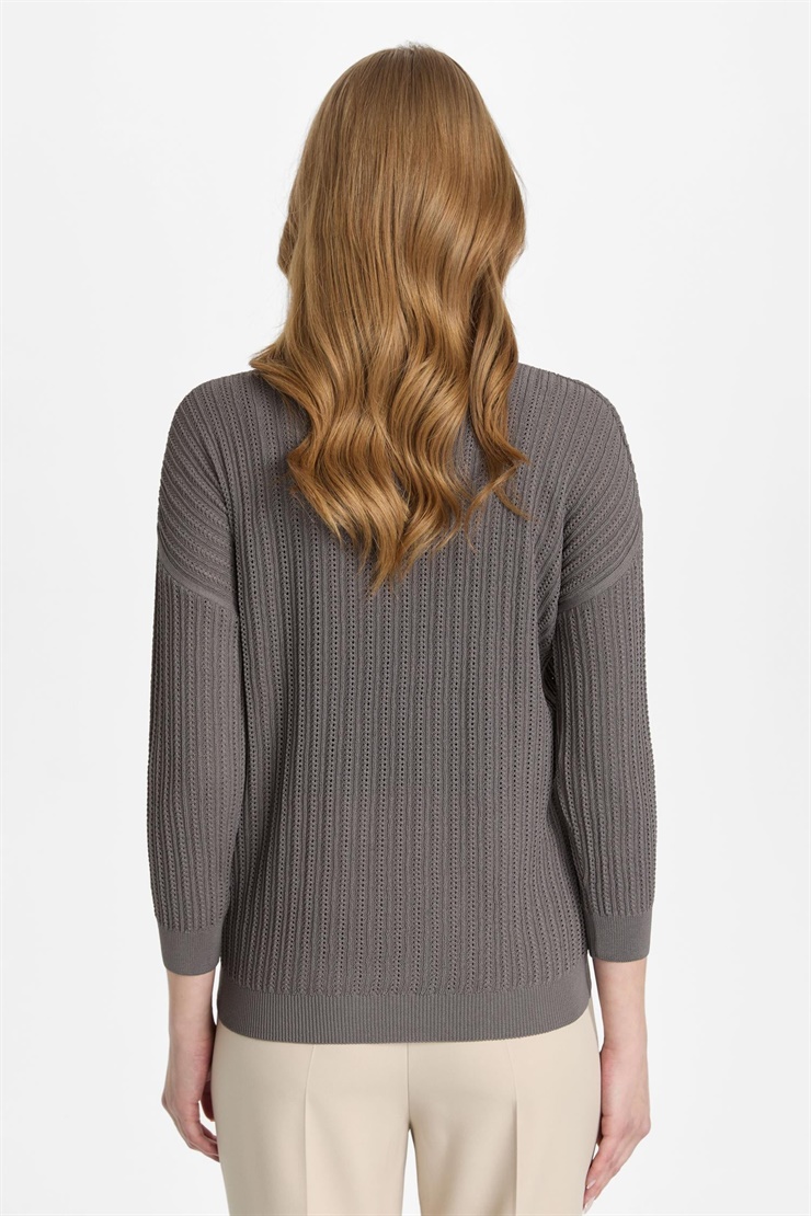 Mutlu Ertan Kadın Sıfır Yaka Triko Bluz Füme 20313