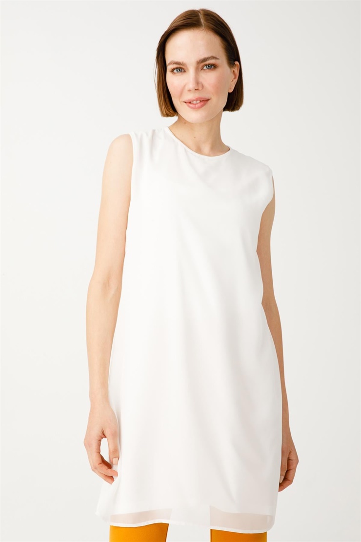 Mutlu Ertan Kadın Şifonlu Atlet Ekru 3500