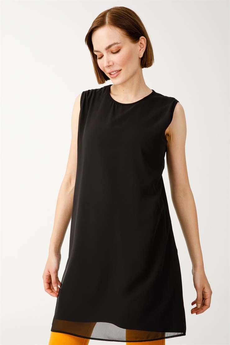 Mutlu Ertan Kadın Şifonlu Atlet Siyah 3500