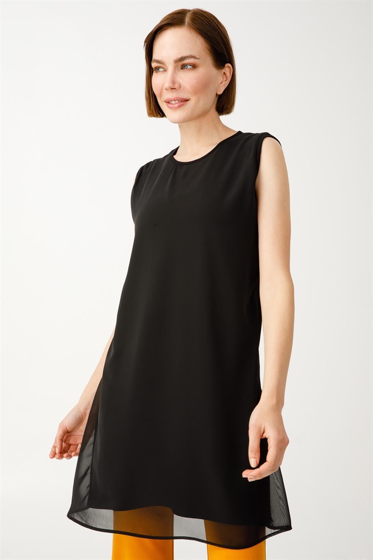 Mutlu Ertan Kadın Şifonlu Atlet Siyah 3500