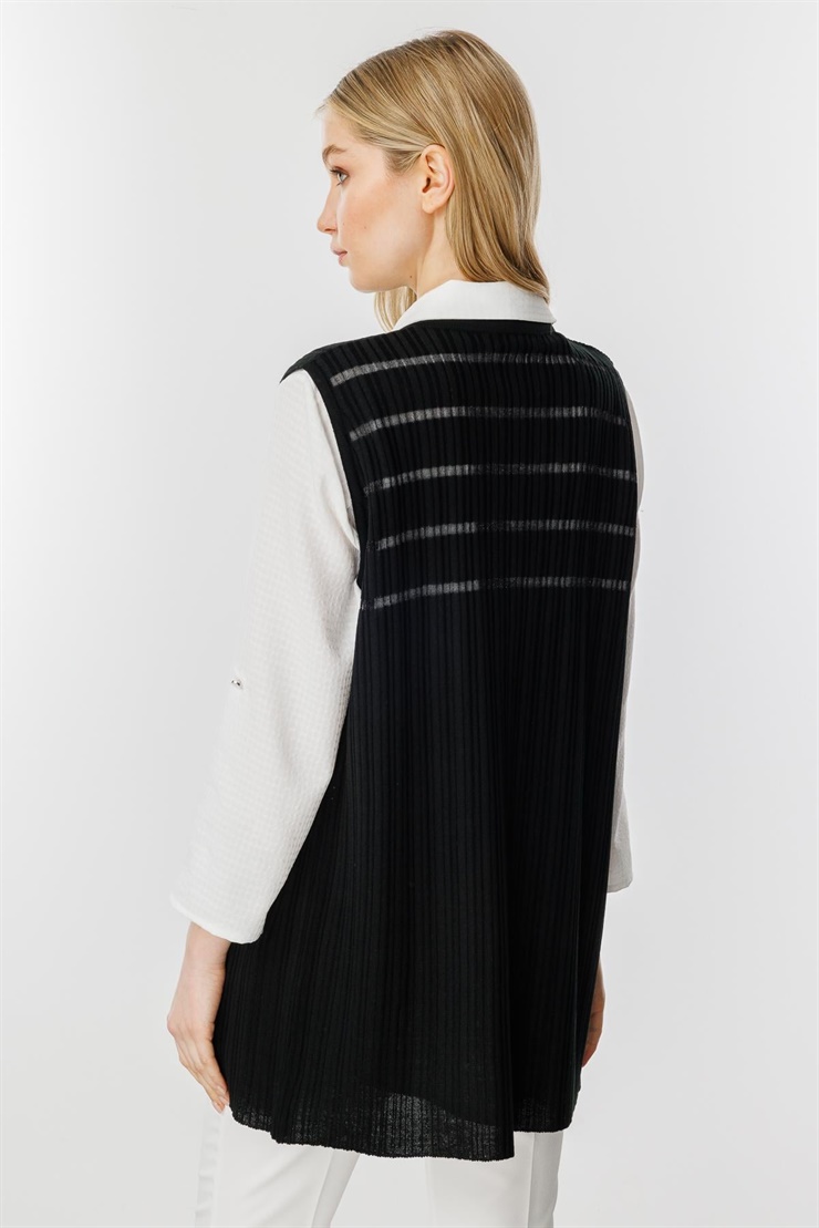 Mutlu Ertan Kadın Sim Detaylı Triko Yelek Siyah 20191