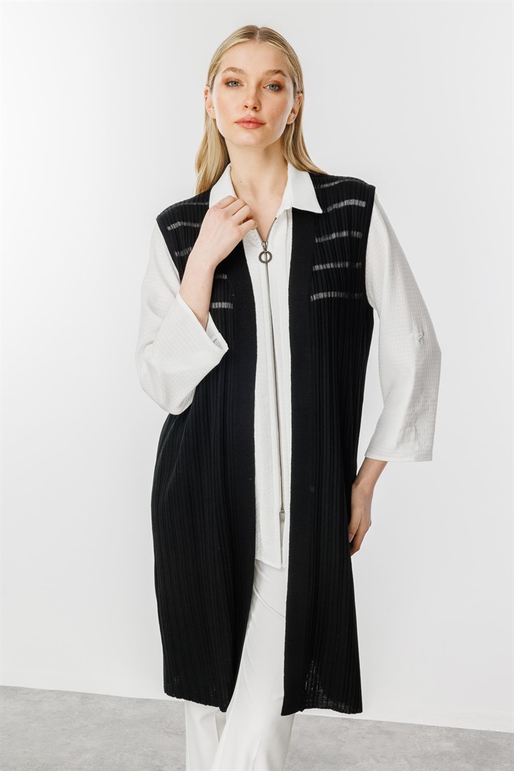 Mutlu Ertan Kadın Simli  Fitilli Yelek Siyah 20121