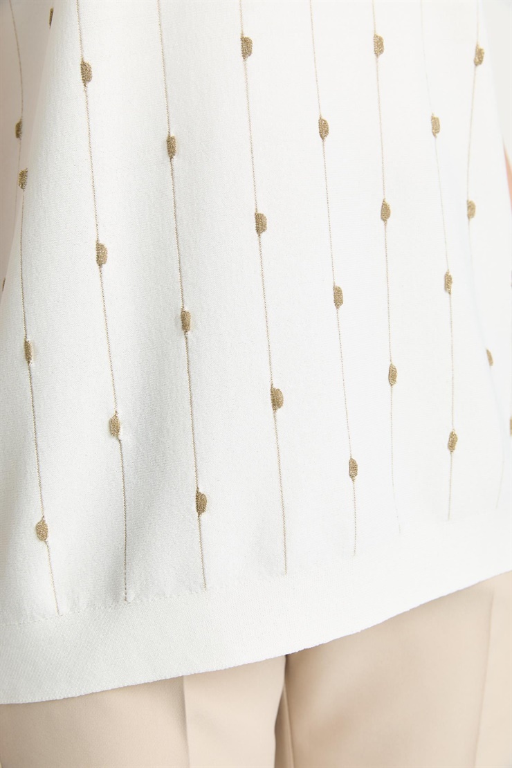 Mutlu Ertan Kadın Simli Bluz Ekru 20326