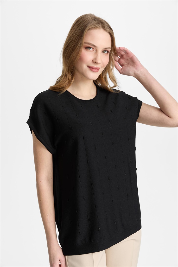 Mutlu Ertan Kadın Simli Bluz Siyah 20326