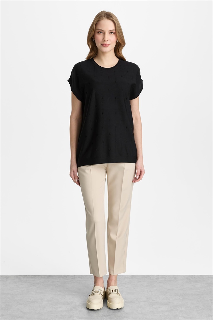 Mutlu Ertan Kadın Simli Bluz Siyah 20326