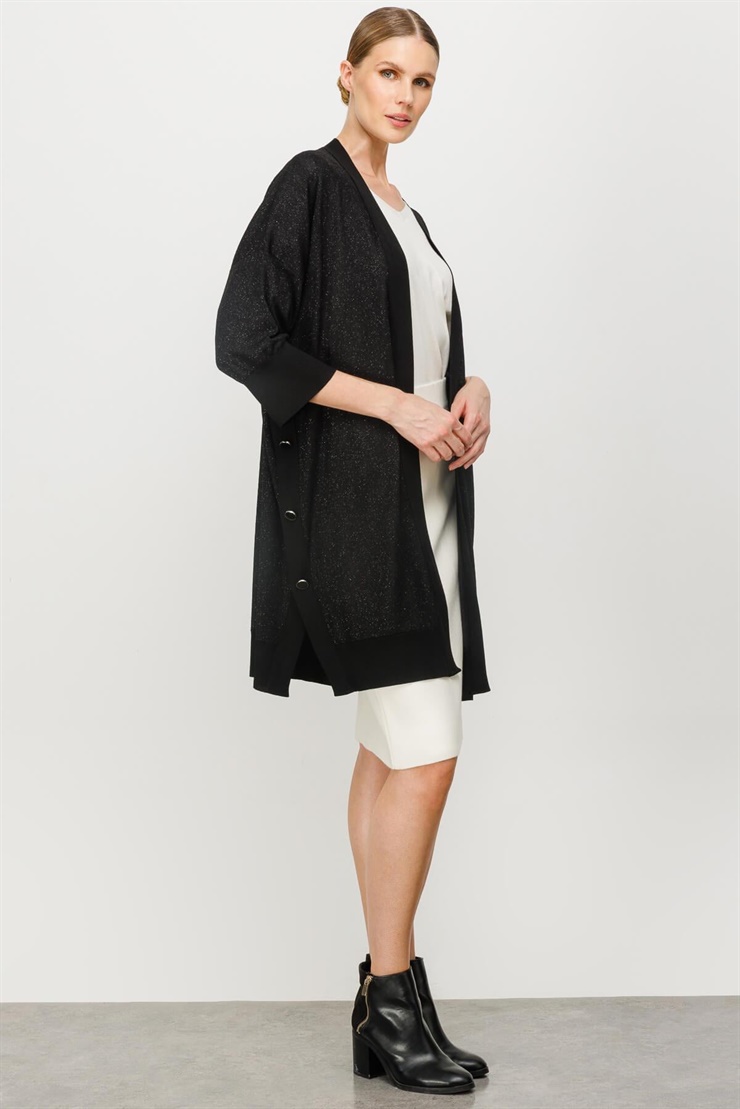 Mutlu Ertan Kadın Simli Düğme Detaylı Hırka Siyah 30166