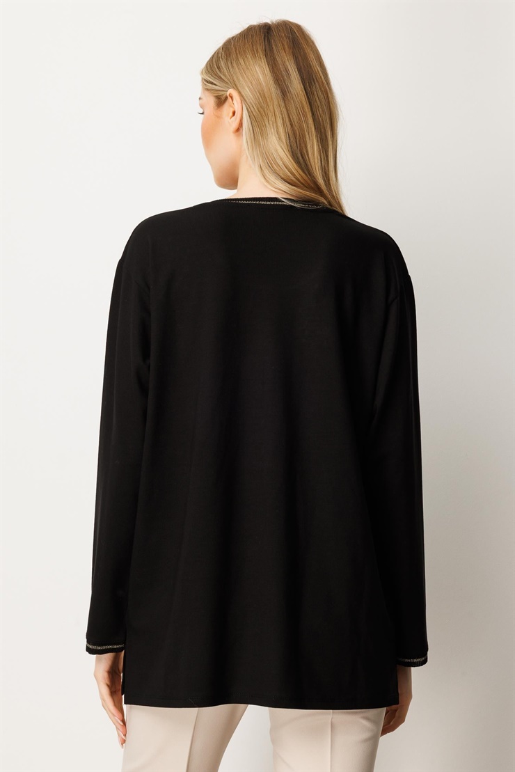 Mutlu Ertan Kadın Taşlı Bluz Siyah 30438