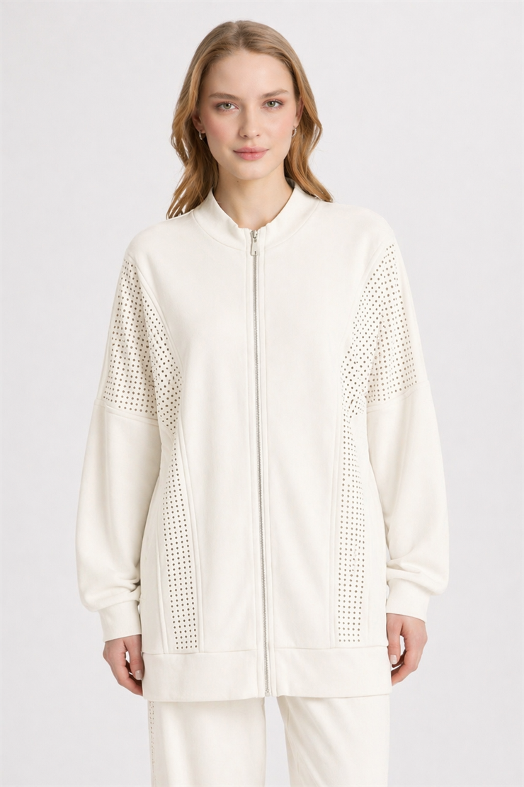 Mutlu Ertan Kadın Taşlı Takım Ekru 30470