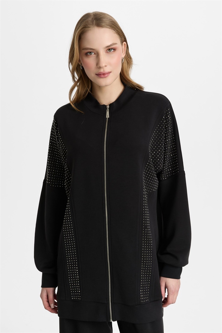 Mutlu Ertan Kadın Taşlı Takım Siyah 30470