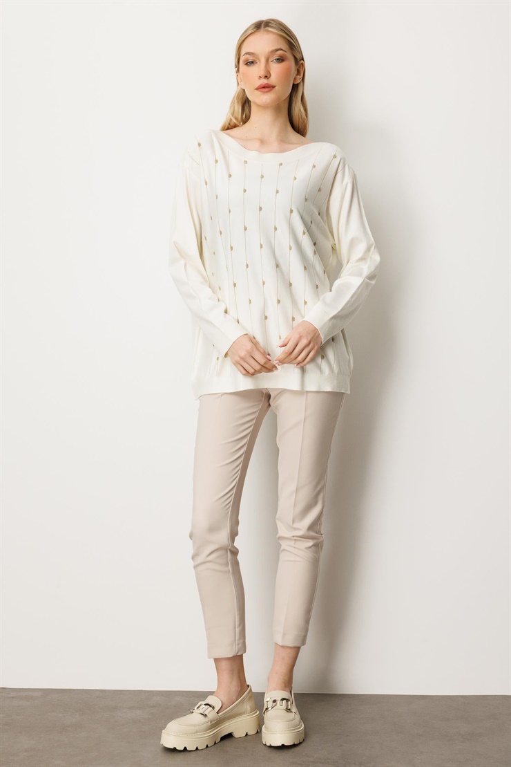 Mutlu Ertan Kadın Triko Bluz Ekru 20189