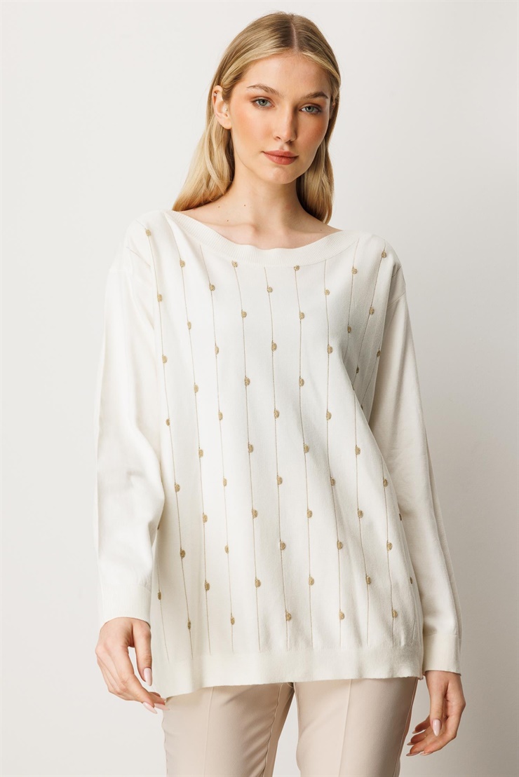 Mutlu Ertan Kadın Triko Bluz Ekru 20189