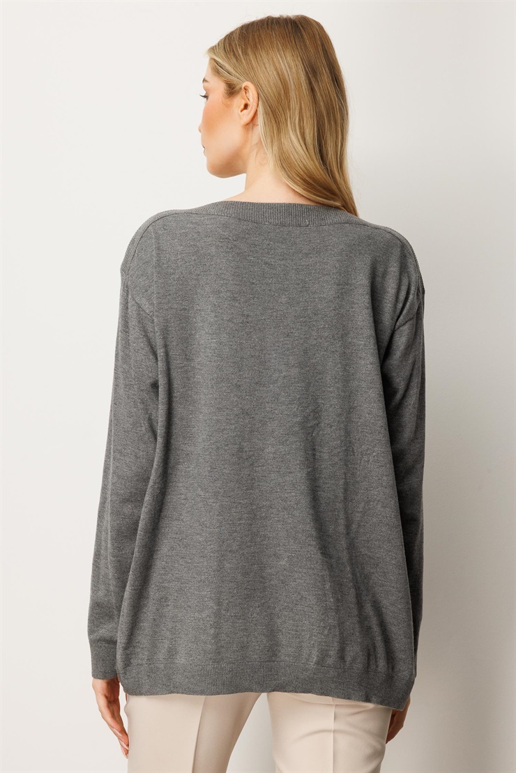 Mutlu Ertan Kadın Triko Bluz Gri 20189