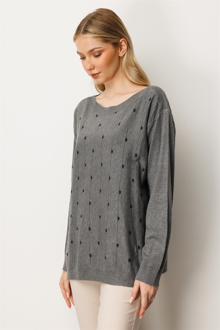 Mutlu Ertan Kadın Triko Bluz Gri 20189