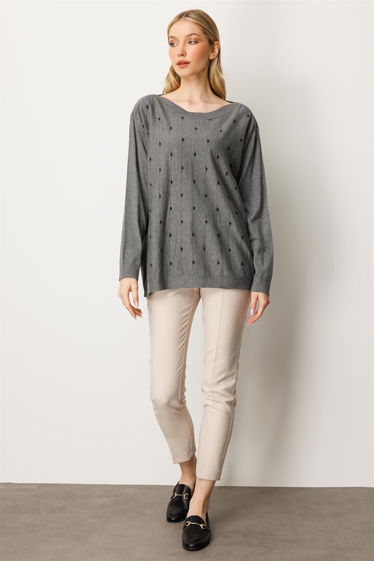 Mutlu Ertan Kadın Triko Bluz Gri 20189