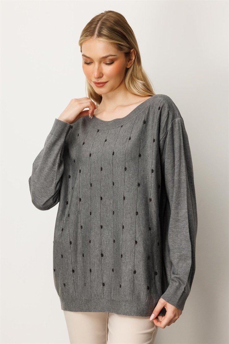 Mutlu Ertan Kadın Triko Bluz Gri 20189