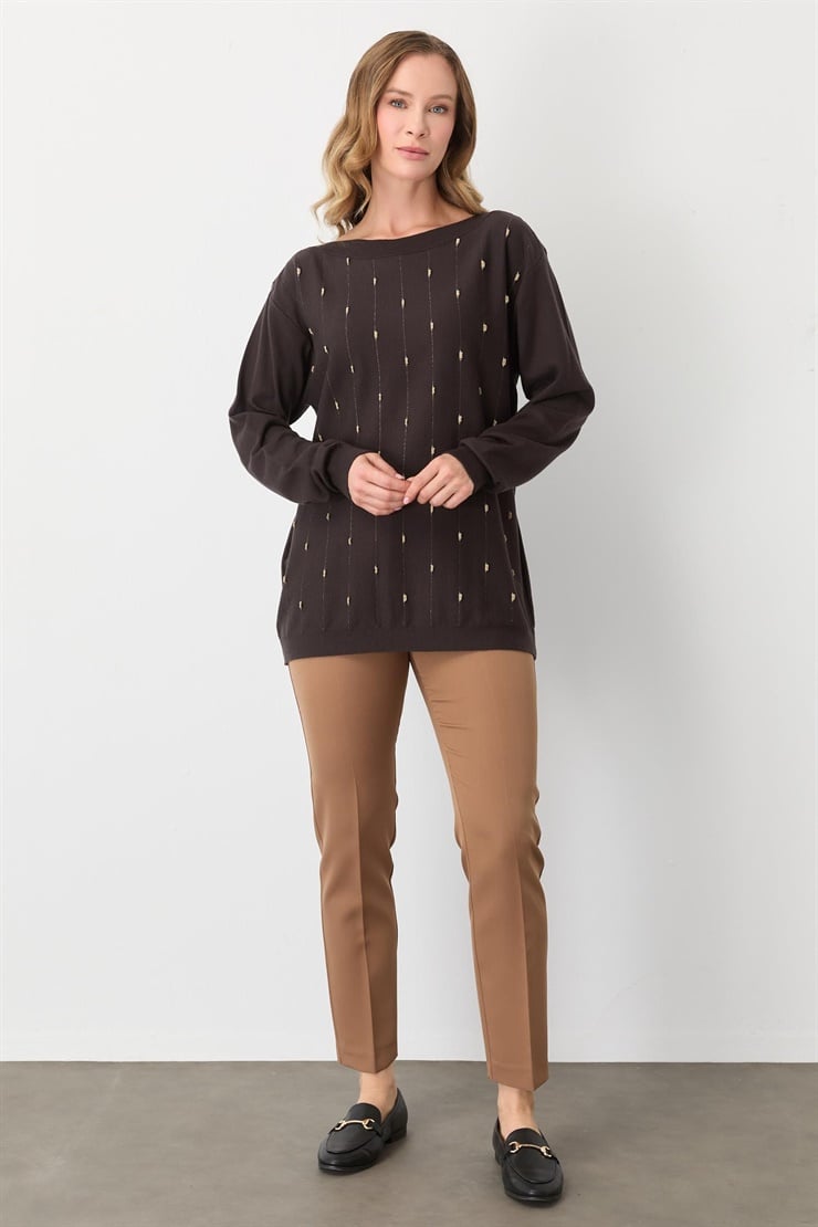 Mutlu Ertan Kadın Triko Bluz Kahve 20189