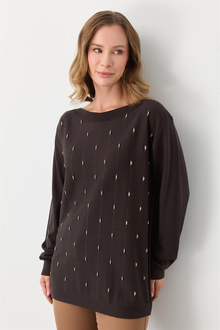 Mutlu Ertan Kadın Triko Bluz Kahve 20189