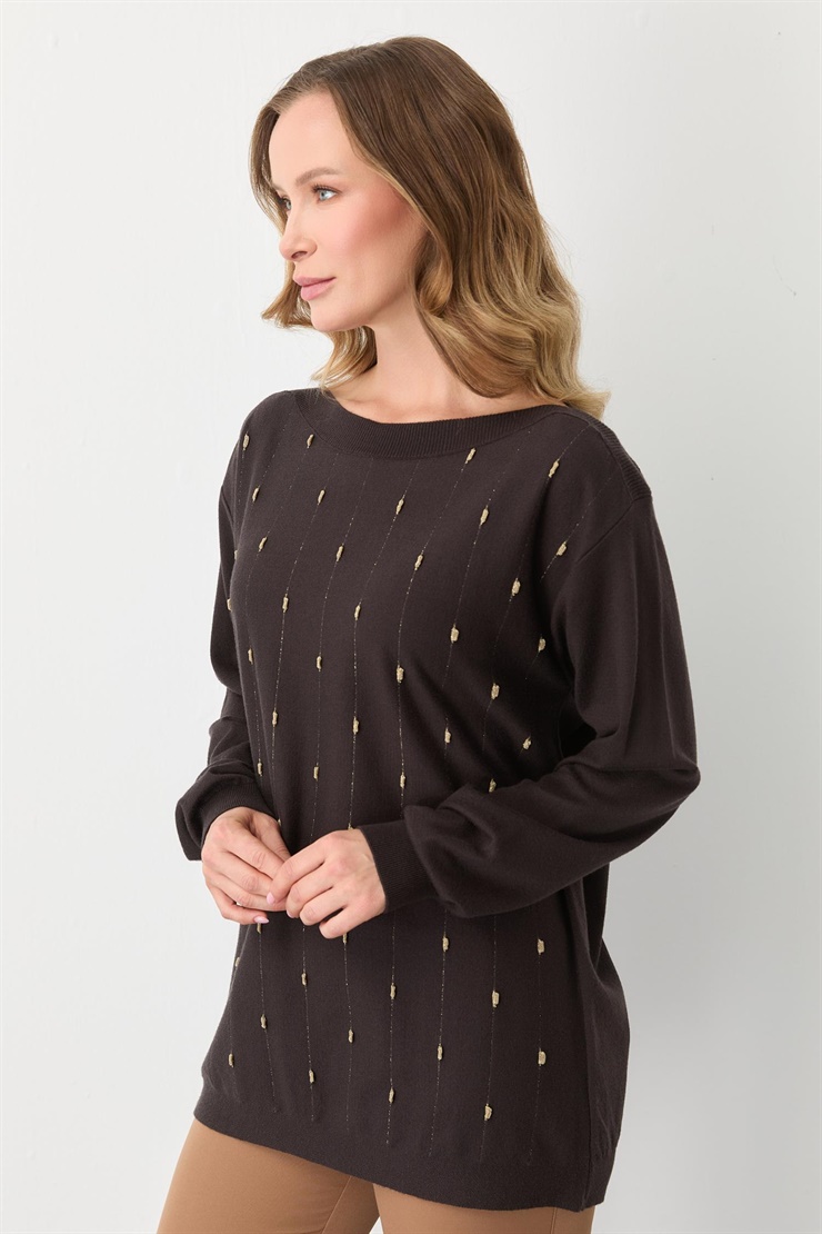 Mutlu Ertan Kadın Triko Bluz Kahve 20189