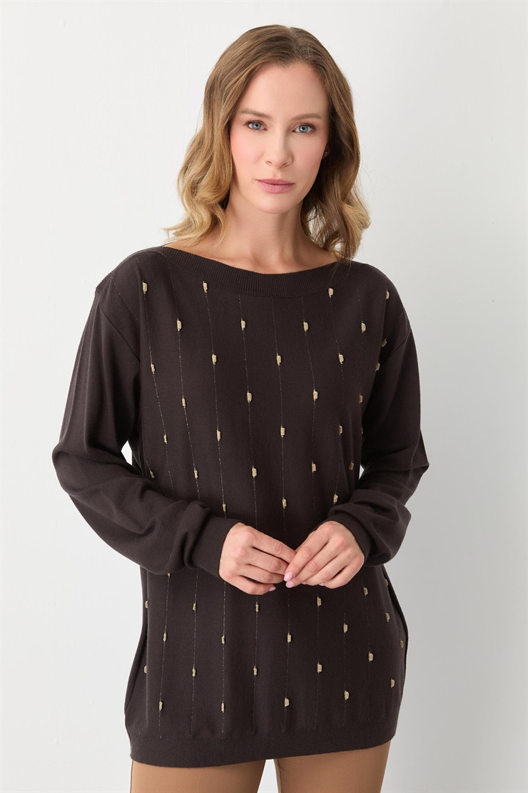 Mutlu Ertan Kadın Triko Bluz Kahve 20189