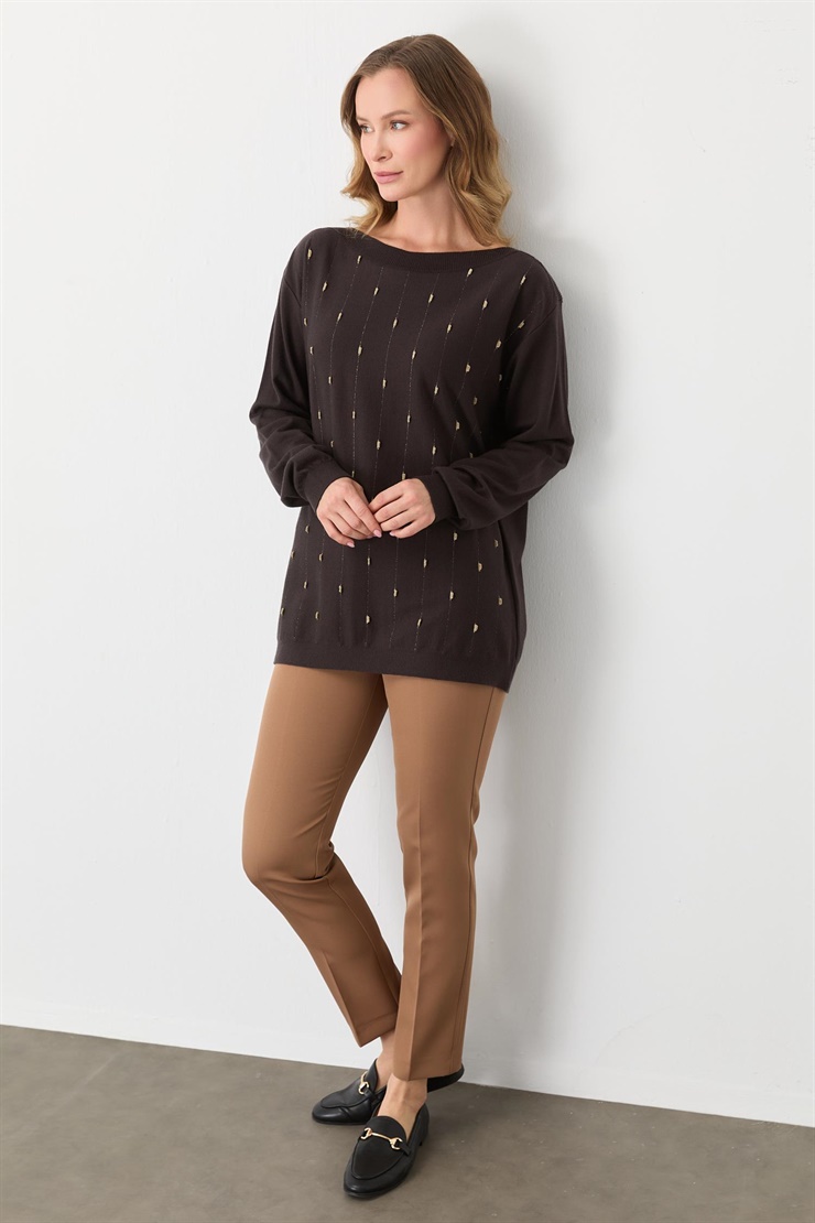 Mutlu Ertan Kadın Triko Bluz Kahve 20189