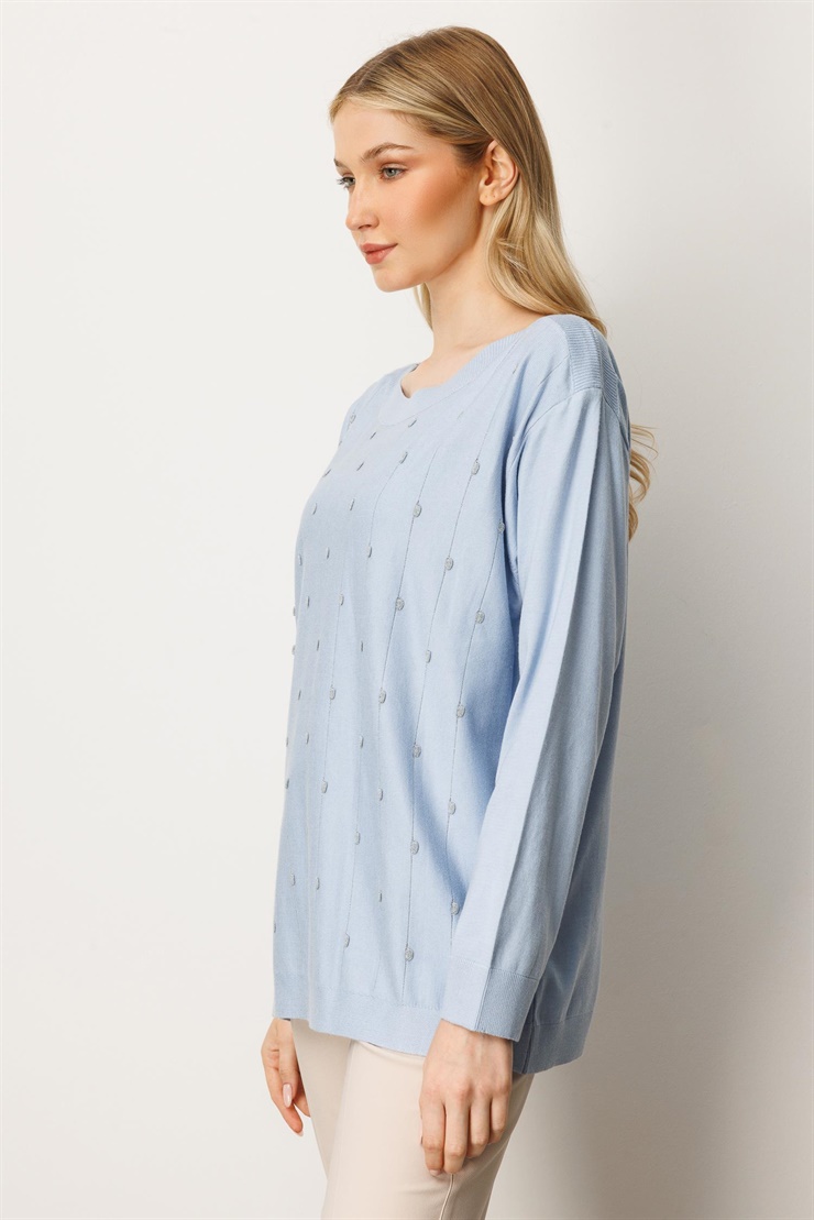 Mutlu Ertan Kadın Triko Bluz Mavi 20189