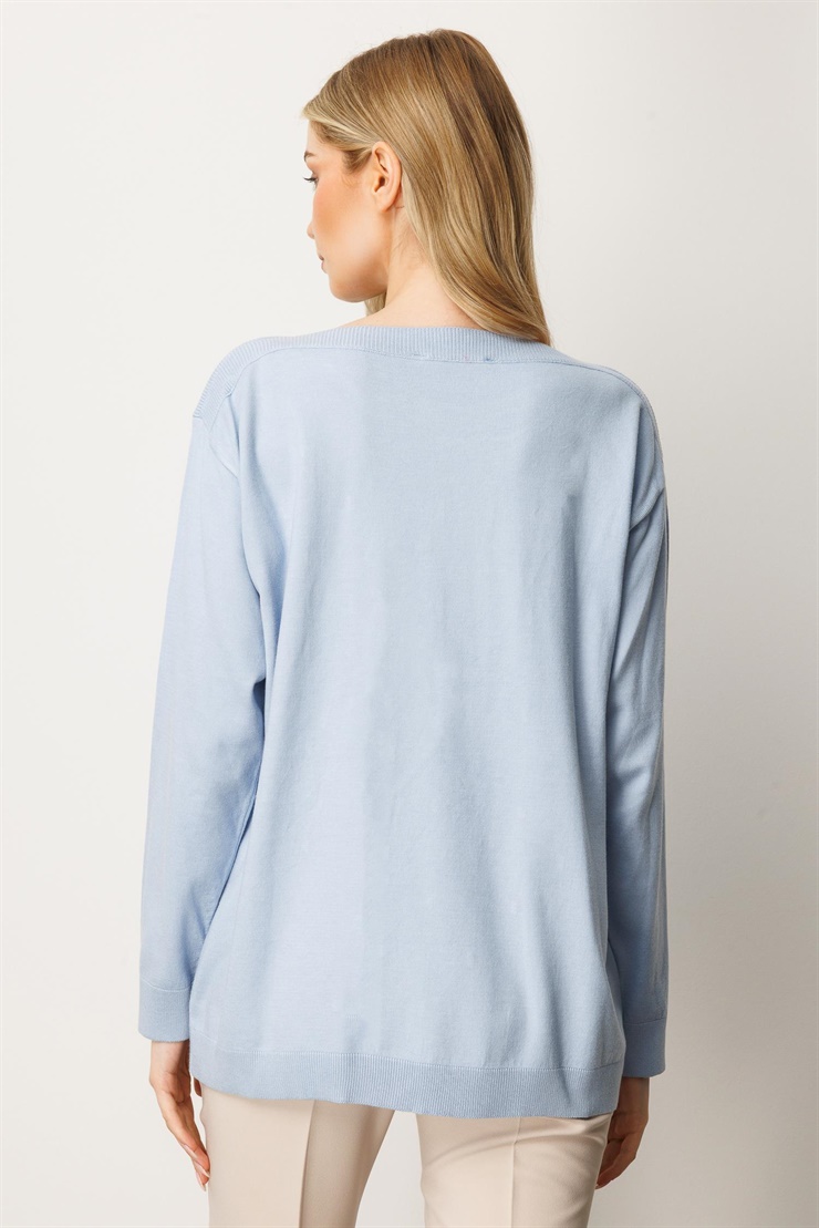 Mutlu Ertan Kadın Triko Bluz Mavi 20189